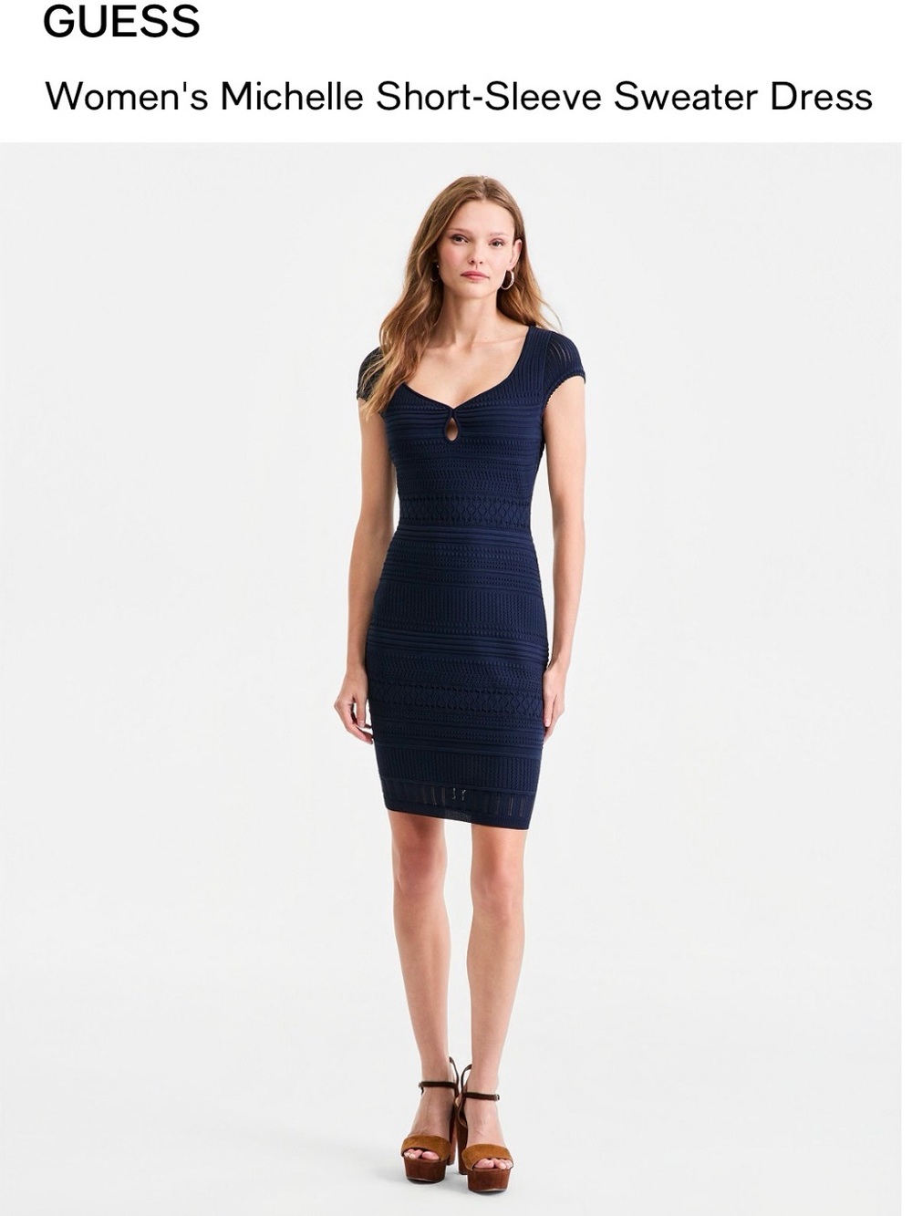 GUESS Navy Michelle Short-Sleeve Knit Mini Dress